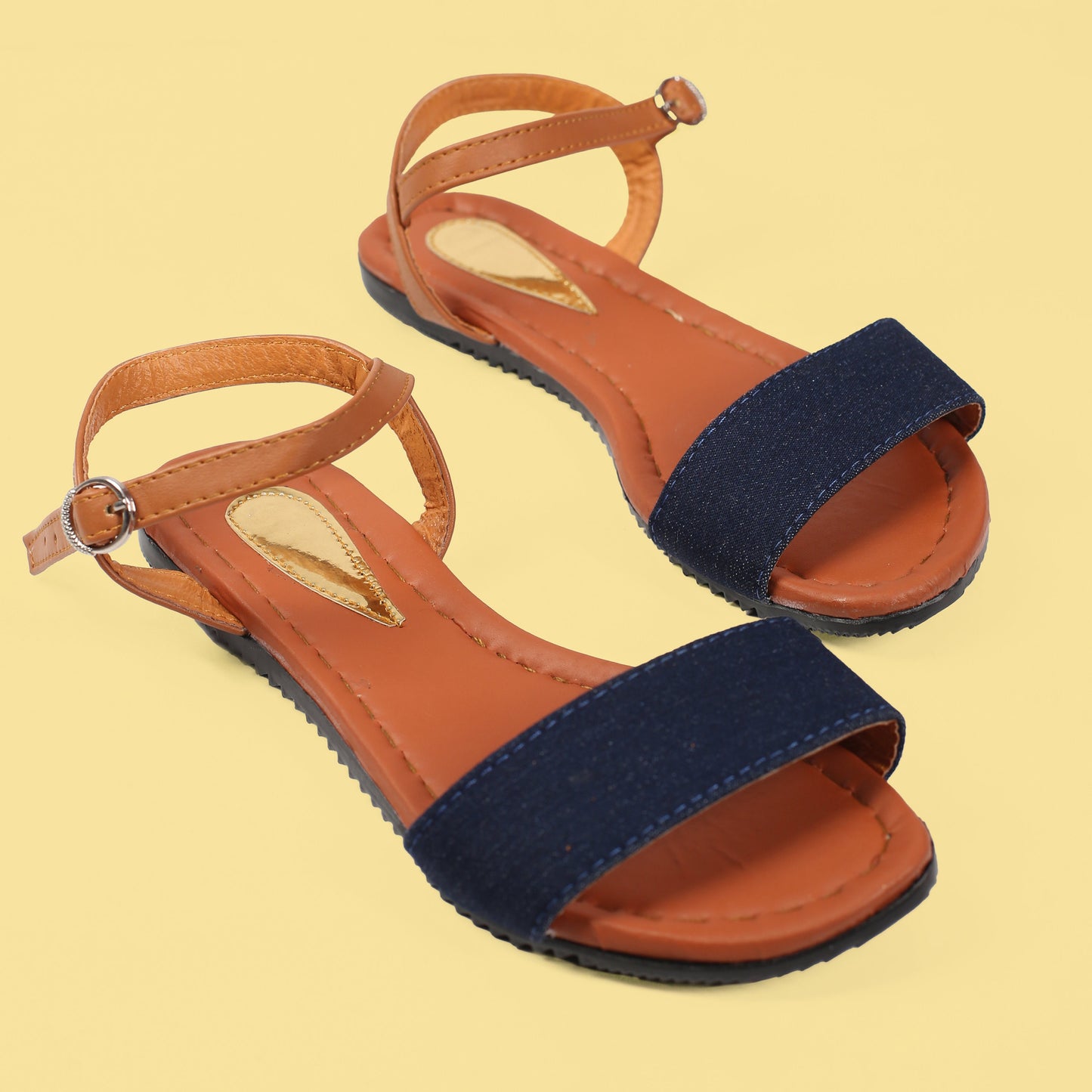 Leather and Denim Sandals