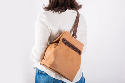 Shoulder Bag with Embossed Strap in Full-Grain Leather