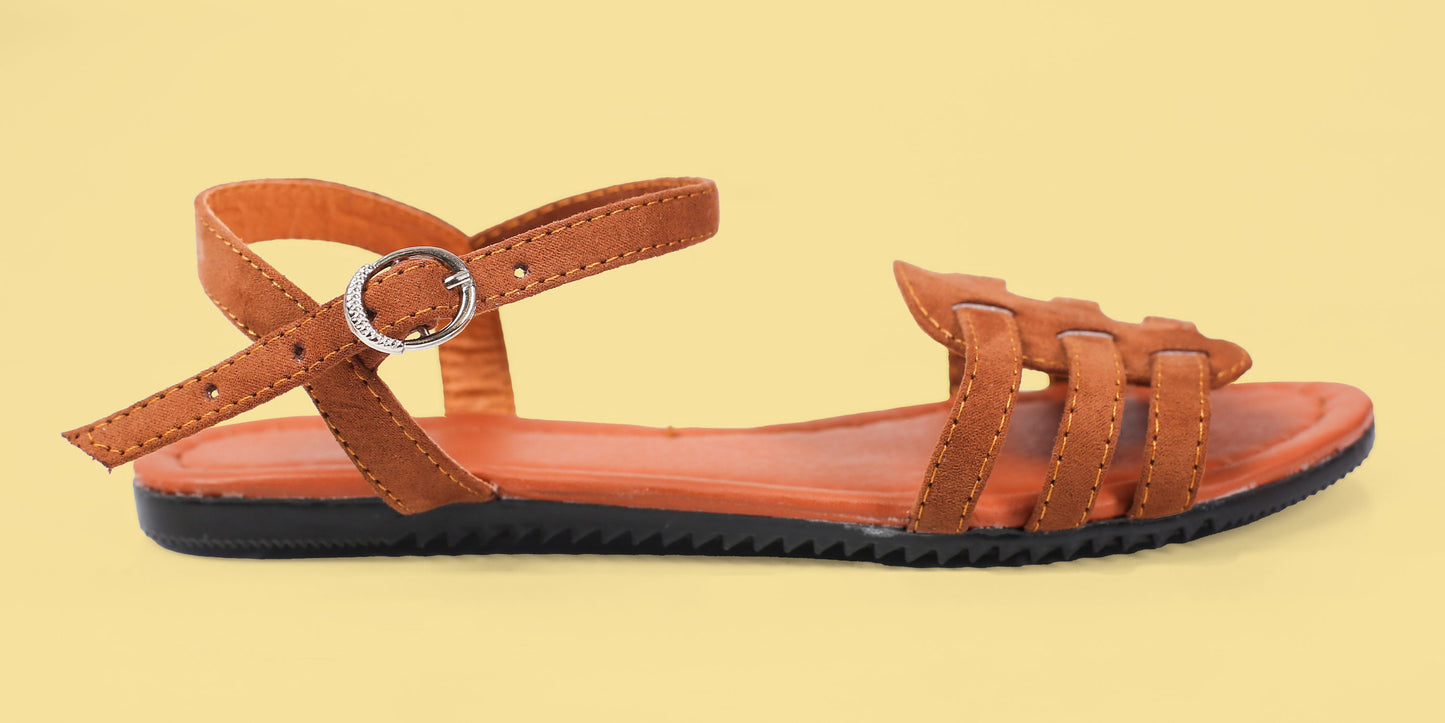 Woven Leather Sandals in Tan